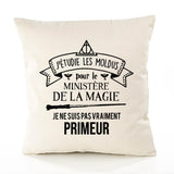 Housse de Coussin Premium primeur Ministère Magie Homme - Coton Canvas Fairtrade Beige Idée Cadeau Décoration Canapé
