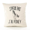 Housse de Coussin Premium Poney Version Blanc - Coton Canvas Fairtrade Beige Idée Cadeau Décoration Canapé