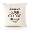 Housse de Coussin Premium Aimée Une Super Collègue - Coton Canvas Fairtrade Beige Idée Cadeau Décoration Canapé