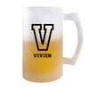 Verre à Bière Vivien Lettre | Chope de Bière Pinte | Idée Cadeau Prénom Anniversaire Papa Collègue Départ Retraite Noël