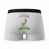 Caleçon Ce Footbalceur Têtu comme Un Âne - Humour Boxer Gris Idée Cadeau