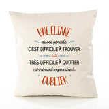 Housse de Coussin Premium Une Eliane Aussi géniale - Coton Canvas Fairtrade Beige Idée Cadeau Décoration Canapé