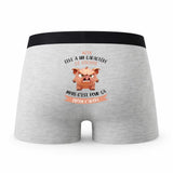 Caleçon Alya Caractère de Cochon - Humour Boxer Gris Idée Cadeau