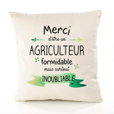 Housse de Coussin Premium Merci Agriculteur Inoubliable - Coton Canvas Fairtrade Beige Idée Cadeau Décoration Canapé