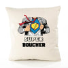 Housse de Coussin Premium Super Boucher - Coton Canvas Fairtrade Beige Idée Cadeau Décoration Canapé