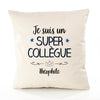 Housse de Coussin Premium Théophile Un Super Collègue - Coton Canvas Fairtrade Beige Idée Cadeau Décoration Canapé