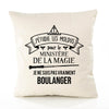 Housse de Coussin Premium Boulanger Ministère Magie Homme - Coton Canvas Fairtrade Beige Idée Cadeau Décoration Canapé