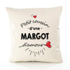 Housse de Coussin Premium Margot d'amour - Coton Canvas Fairtrade Beige Idée Cadeau Décoration Canapé 40x40