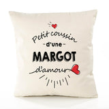 Housse de Coussin Premium Margot d'amour - Coton Canvas Fairtrade Beige Idée Cadeau Décoration Canapé 40x40