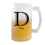 Verre à Bière Diego Lettre Chic | Chope de Bière Pinte | Idée Cadeau Prénom Anniversaire Papa Collègue Départ Retraite Noël