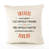 Housse de Coussin Premium Un Lucas Aussi génial - Coton Canvas Fairtrade Beige Idée Cadeau Décoration Canapé