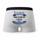 Caleçon Frere Super-héros - Humour Boxer Gris Idée Cadeau Fête des Pères
