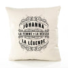 Housse de Coussin Premium Johanna Déesse légende Noire - Coton Canvas Fairtrade Beige Idée Cadeau Décoration Canapé 40x40