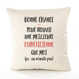 Housse de Coussin Premium Esthéticienne ça n'existe Pas - Coton Canvas Fairtrade Beige Idée Cadeau Décoration Canapé