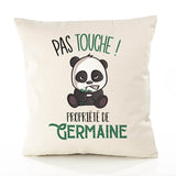 Housse de Coussin Premium Germaine Pas Touche Panda - Coton Canvas Fairtrade Beige Idée Cadeau Décoration Canapé 40x40