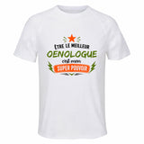 Maillot de Sport Homme Meilleur Oenologue Super Pouvoir Cadeau Anniversaire Noël Fête des Pères T-Shirt Respirant Polyester