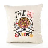 Housse de Coussin Premium Casino Version Blanc - Coton Canvas Fairtrade Beige Idée Cadeau Décoration Canapé