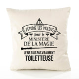 Housse de Coussin Premium toiletteuse Grand cru - Coton Canvas Fairtrade Beige Idée Cadeau Décoration Canapé