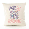 Housse de Coussin Premium Scrapbooking Version Blanc - Coton Canvas Fairtrade Beige Idée Cadeau Décoration Canapé