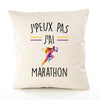 Housse de Coussin Premium Marathon 2 Version Blanc - Coton Canvas Fairtrade Beige Idée Cadeau Décoration Canapé