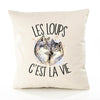 Housse de Coussin Premium Loup - Coton Canvas Fairtrade Beige Idée Cadeau Décoration Canapé 40x40