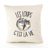 Housse de Coussin Premium Loup - Coton Canvas Fairtrade Beige Idée Cadeau Décoration Canapé 40x40