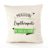 Housse de Coussin Premium Ergothérapeute Meilleure Temps Femme - Coton Canvas Fairtrade Beige Idée Cadeau Décoration Canapé