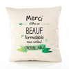 Housse de Coussin Premium Merci Beauf Inoubliable - Coton Canvas Fairtrade Beige Idée Cadeau Décoration Canapé