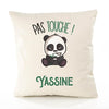 Housse de Coussin Premium Yassine Pas Touche Panda - Coton Canvas Fairtrade Beige Idée Cadeau Décoration Canapé 40x40