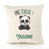 Housse de Coussin Premium Yassine Pas Touche Panda - Coton Canvas Fairtrade Beige Idée Cadeau Décoration Canapé 40x40