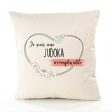 Housse de Coussin Premium Judoka irremplaçable - Coton Canvas Fairtrade Beige Idée Cadeau Décoration Canapé 40x40