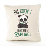 Housse de Coussin Premium Raphael Pas Touche Panda - Coton Canvas Fairtrade Beige Idée Cadeau Décoration Canapé 40x40