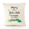 Housse de Coussin Premium Merci Beau-Papa Inoubliable - Coton Canvas Fairtrade Beige Idée Cadeau Décoration Canapé
