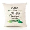 Housse de Coussin Premium Merci Coiffeur Inoubliable - Coton Canvas Fairtrade Beige Idée Cadeau Décoration Canapé