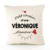 Housse de Coussin Premium Veronique d'amour - Coton Canvas Fairtrade Beige Idée Cadeau Décoration Canapé 40x40