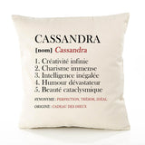 Housse de Coussin Premium Cassandra Définition - Coton Canvas Fairtrade Beige Idée Cadeau Décoration Canapé
