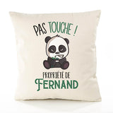 Housse de Coussin Premium Fernand Pas Touche Panda - Coton Canvas Fairtrade Beige Idée Cadeau Décoration Canapé 40x40