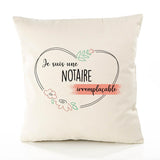Housse de Coussin Premium Notaire irremplaçable - Coton Canvas Fairtrade Beige Idée Cadeau Décoration Canapé