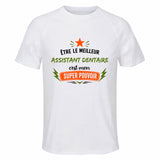 Maillot de Sport Homme Meilleur Assistant Dentaire Super Pouvoir Cadeau Anniversaire Noël Fête des Pères T-Shirt Respirant Polyester