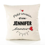 Housse de Coussin Premium Jennifer d'amour - Coton Canvas Fairtrade Beige Idée Cadeau Décoration Canapé 40x40