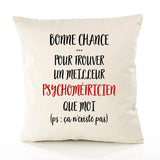 Housse de Coussin Premium Psychométricien ça n'existe Pas Homme - Coton Canvas Fairtrade Beige Idée Cadeau Décoration Canapé