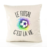Housse de Coussin Premium Futsal - Coton Canvas Fairtrade Beige Idée Cadeau Décoration Canapé