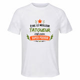 Maillot de Sport Homme Meilleur Tatoueur Super Pouvoir Cadeau Anniversaire Noël Fête des Pères T-Shirt Respirant Polyester