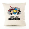 Housse de Coussin Premium Super GRAPHISTE - Coton Canvas Fairtrade Beige Idée Cadeau Décoration Canapé