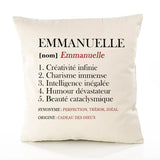 Housse de Coussin Premium Emmanuelle Définition - Coton Canvas Fairtrade Beige Idée Cadeau Décoration Canapé