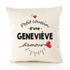 Housse de Coussin Premium Genevieve d'amour - Coton Canvas Fairtrade Beige Idée Cadeau Décoration Canapé 40x40