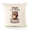 Housse de Coussin Premium Pascaline Chouette Grain - Coton Canvas Fairtrade Beige Idée Cadeau Décoration Canapé