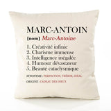 Housse de Coussin Premium Marc-Antoine Définition - Coton Canvas Fairtrade Beige Idée Cadeau Décoration Canapé
