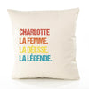 Housse de Coussin Premium Charlotte la Déesse la Légende Vintage - Coton Canvas Fairtrade Beige Idée Cadeau Décoration Canapé