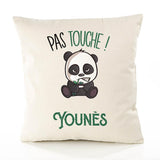 Housse de Coussin Premium Younes Pas Touche Panda - Coton Canvas Fairtrade Beige Idée Cadeau Décoration Canapé 40x40